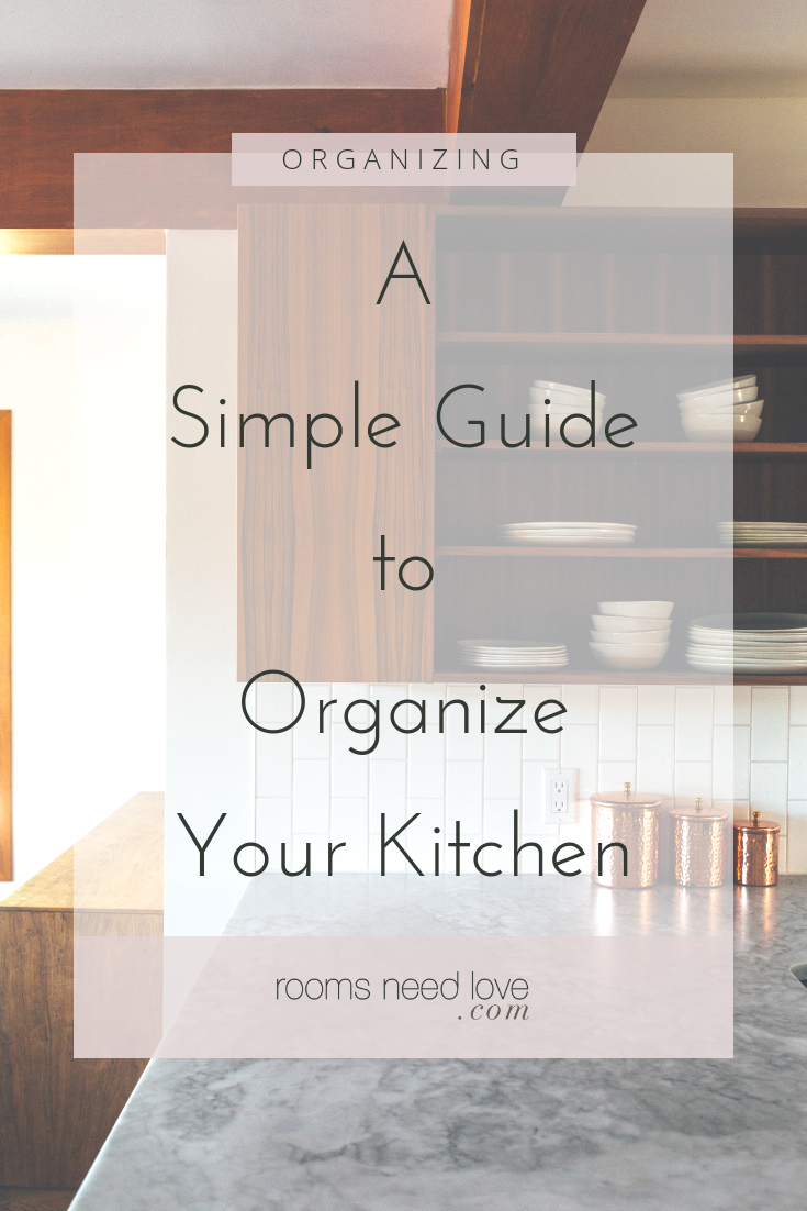 A Simple Guide to Organize Your Kitchen. How to organize your kitchen cabinets, cupboards, counters, layout, countertops, simple kitchen organization