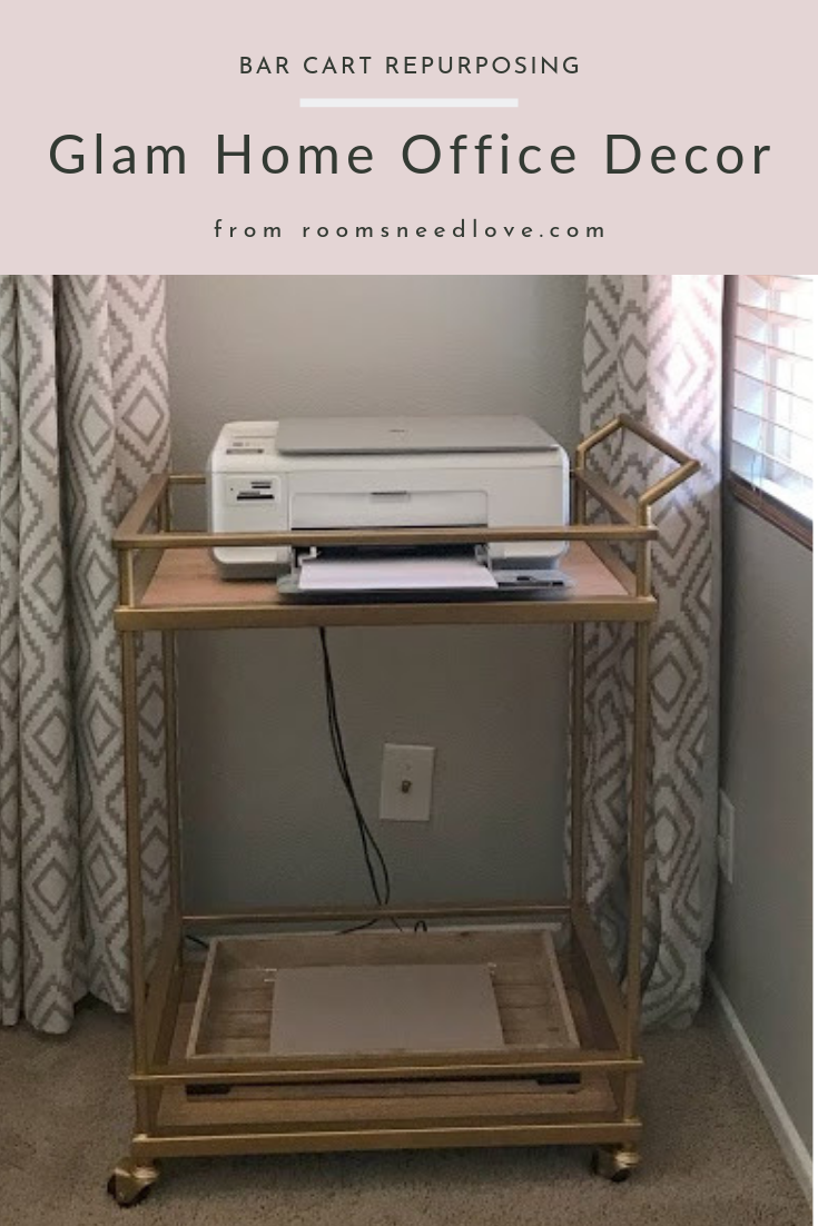 This Glam Printer Cart Makes Up the Happiest Corner in the Office. Let’s face it ...printers are not the prettiest pieces of office equipment. But adding something pretty like a modern glam bar cart can really add some style to a home office..
