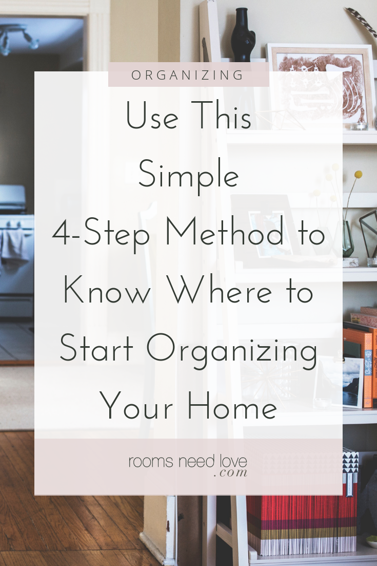 Don’t Get Stuck! Use This Simple 4-Step Method to Know Where to Start Organizing Your Home. The hardest part about organizing is knowing where to start. Here’s a simple 4-step method you can use to figure out the best place for you to start your home organizing journey.