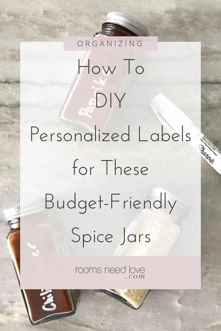 DIY Personalized Spice Jar Labels on a Budget. How I give my spice jars a personalized look on a budget. These DIY spice jar labels make it easy to organize my kitchen.