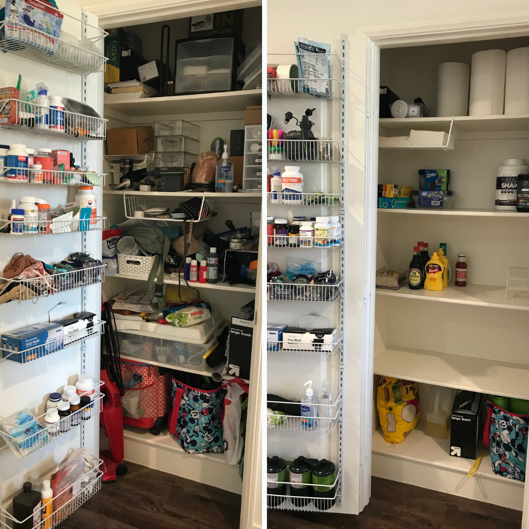 Storage closet becomes a pantry with the help of a Pro Organizer
