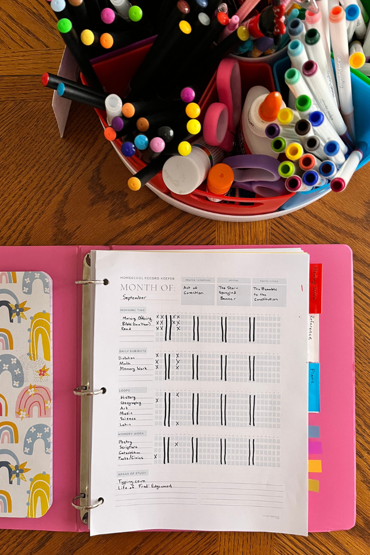 Track subjects using this downloadable homeschool record keeper from Rooms Need Love