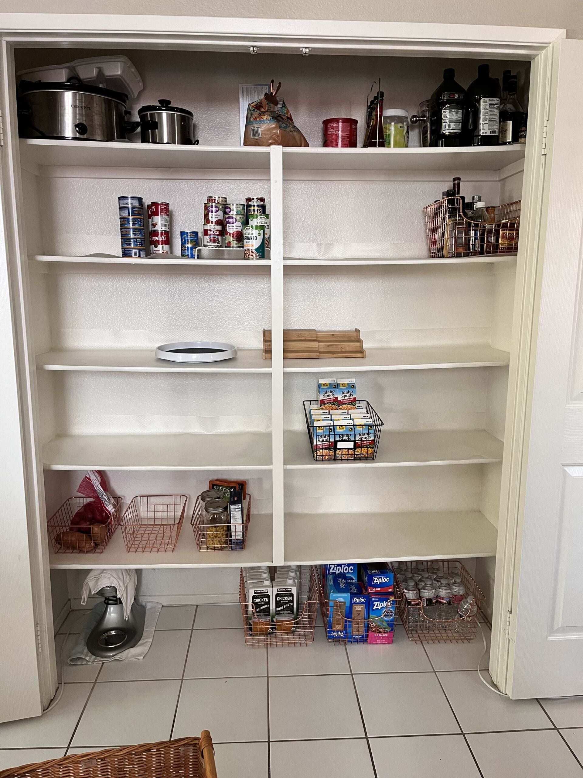 Closet Pantry emptying shelves & categorizing